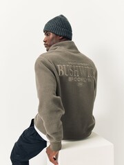 Neutral Stone Back Graphic Quarter Zip Neck Fleece - Image 5 of 10
