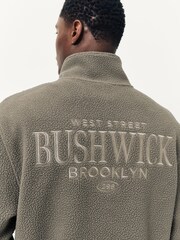 Neutral Stone Back Graphic Quarter Zip Neck Fleece - Image 6 of 10