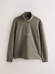 Neutral Stone Back Graphic Quarter Zip Neck Fleece - Image 7 of 10