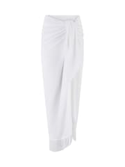 Pour Moi White Fringe Trim Crinkle Woven Multiway Sarong - Image 3 of 4