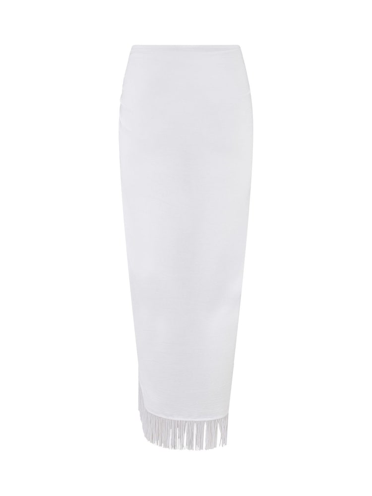 Pour Moi White Fringe Trim Crinkle Woven Multiway Sarong - Image 4 of 4 Pour Moi White Fringe Trim Crinkle Woven Multiway Sarong - Image 4 of 4