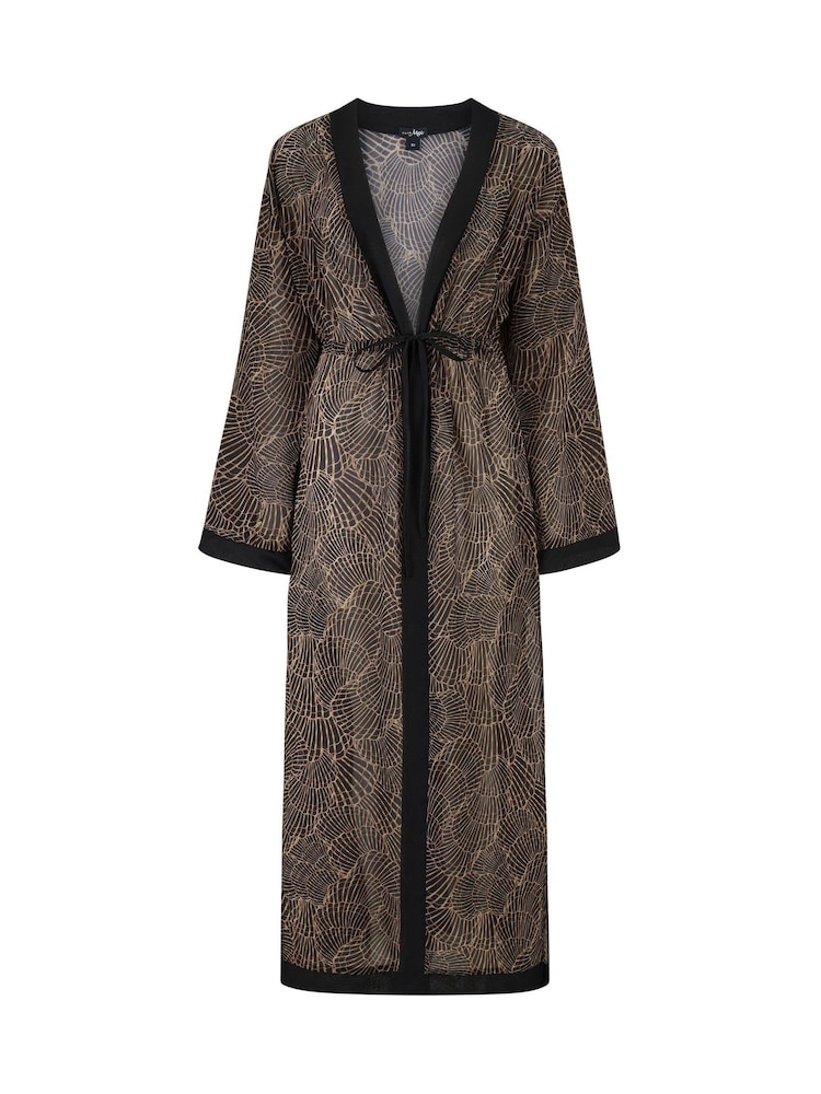 Pour Moi Black Chiffon Maxi Beach Kimono - Image 3 of 4