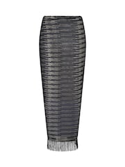 Pour Moi Black Sparkle Stripe Chiffon Fringe Sarong - Image 4 of 4