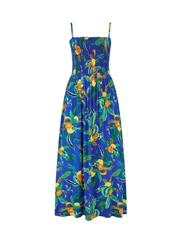 Donkerblauw - Pour Moi Strapless Shirred Bodice Woven Maxi Beach Dress - Image 3 of 4