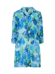 Pour Moi Dark Blue Chiffon Button Through Beach Shirt - Image 3 of 4