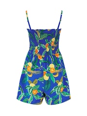 Pour Moi Blue Strapless Shirred Bodice Woven Beach Playsuit - Image 4 of 4