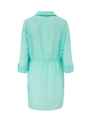 Pour Moi Blue Chevron Stripe Button Through Chiffon Beach Shirt - Image 4 of 4