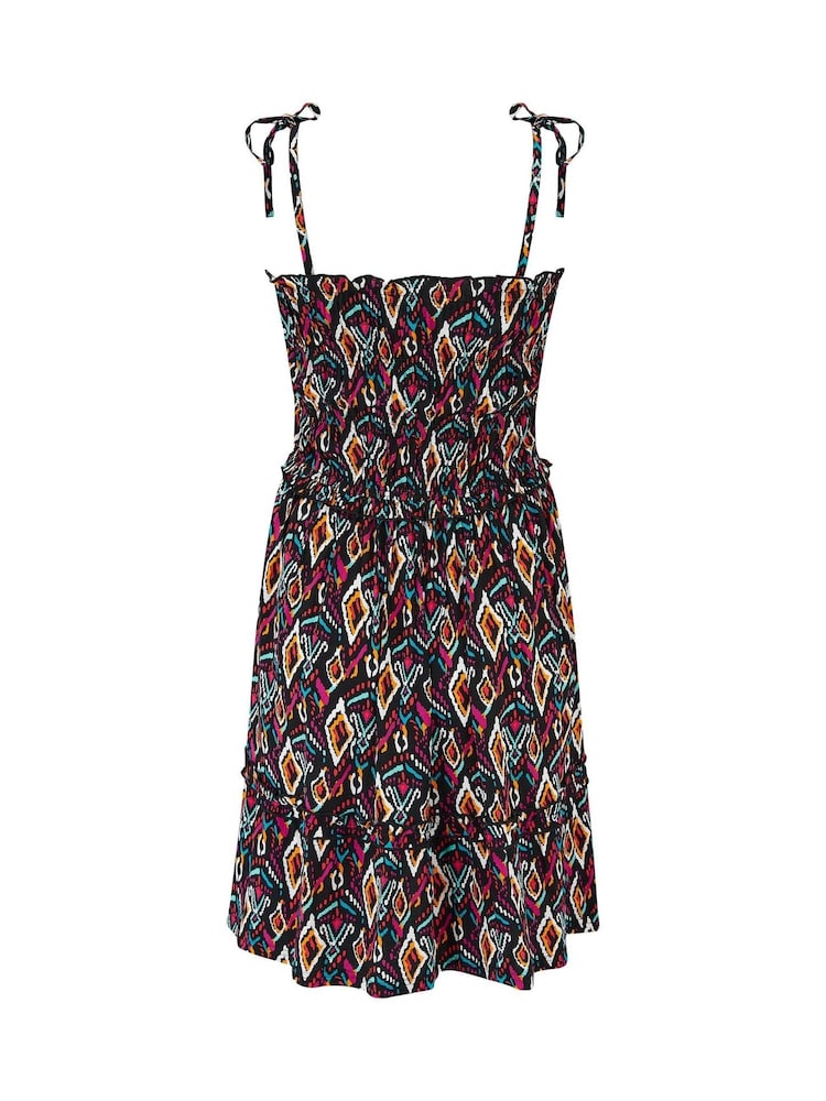 Pour Moi Black Strapless Shirred Bodice Frill Woven Beach Dress - Image 4 of 4