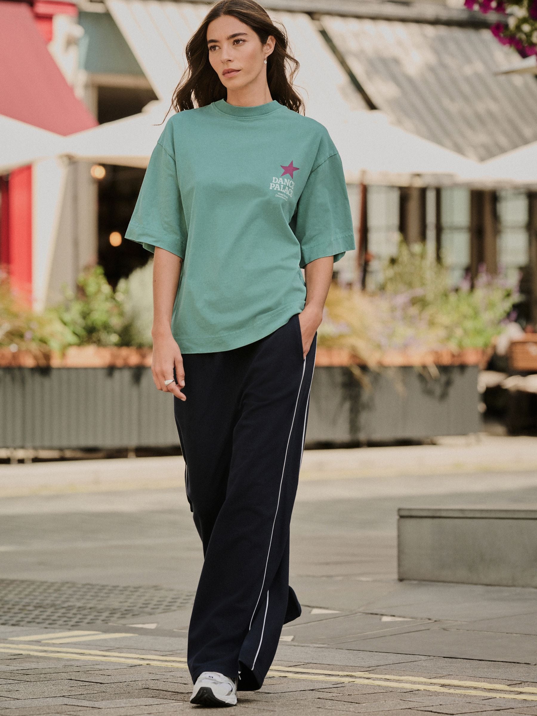 Buy Green Graphic Dance Printed Short Sleeve Crew Neck T-Shirt