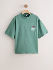 Green Graphic Dance Printed Short Sleeve Crew Neck T-Shirt - Image 6 of 9