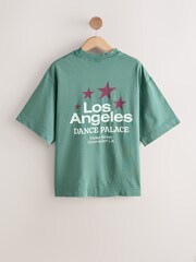 Green Graphic Dance Printed Short Sleeve Crew Neck T-Shirt - Image 7 of 9
