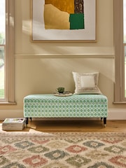 Nina Campbell Green Ikat Diamonds Rosebury Storage Ottoman Bench - Image 1 of 8