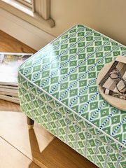 Nina Campbell Green Ikat Diamonds Rosebury Storage Ottoman Bench - Image 4 of 8