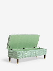 Nina Campbell Green Ikat Diamonds Rosebury Storage Ottoman Bench - Image 6 of 8