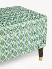 Nina Campbell Green Ikat Diamonds Rosebury Storage Ottoman Bench - Image 7 of 8
