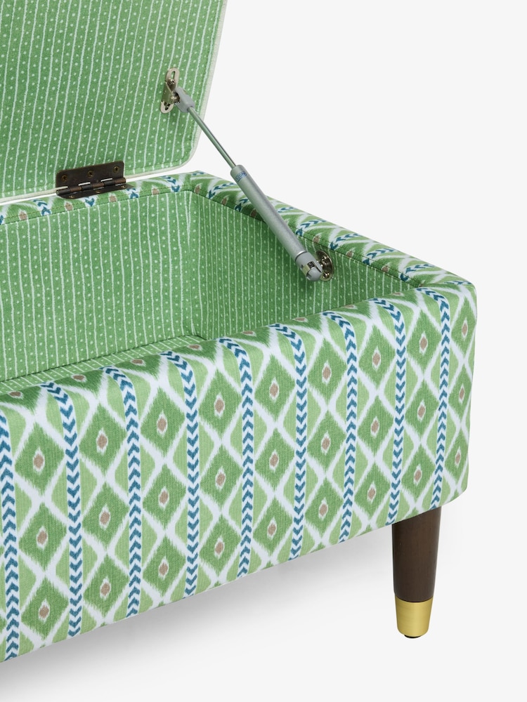 Nina Campbell Green Ikat Diamonds Rosebury Storage Ottoman Bench - Image 8 of 8