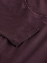 Chocolate Brown Scoop Neck Long Sleeve Top - Image 8 of 8