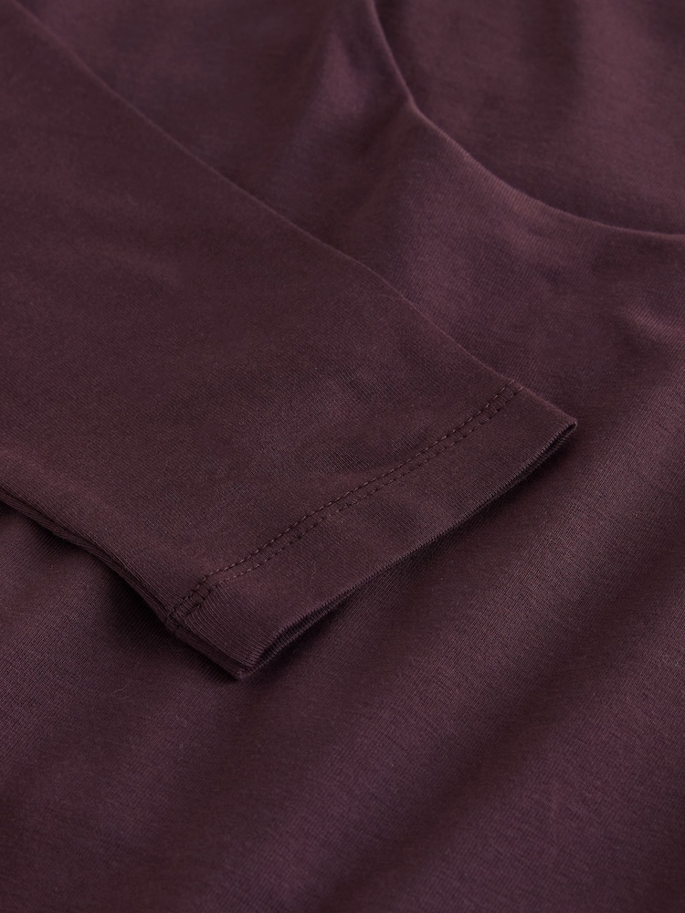 Chocolate Brown Scoop Neck Long Sleeve Top - Image 8 of 8