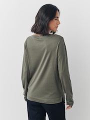 Khaki Green Animal Long Sleeve Modal V-Neck T-Shirts 3 Pack - Image 3 of 11