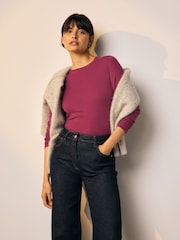 Vermelho cereja - Soft Touch Lightweight Ribbed Long Sleeve T-Shirt with TENCEL™ Lyocell - Imagem 2 de 9