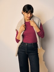 Vermelho cereja - Soft Touch Lightweight Ribbed Long Sleeve T-Shirt with TENCEL™ Lyocell - Imagem 3 de 9