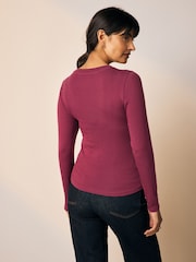 Vermelho cereja - Soft Touch Lightweight Ribbed Long Sleeve T-Shirt with TENCEL™ Lyocell - Imagem 5 de 9