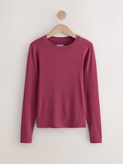 Vermelho cereja - Soft Touch Lightweight Ribbed Long Sleeve T-Shirt with TENCEL™ Lyocell - Imagem 7 de 9