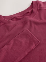 Vermelho cereja - Soft Touch Lightweight Ribbed Long Sleeve T-Shirt with TENCEL™ Lyocell - Imagem 8 de 9