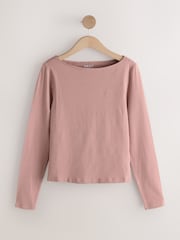 Pink Long Sleeve Boat Neck T-Shirt - Image 1 of 3