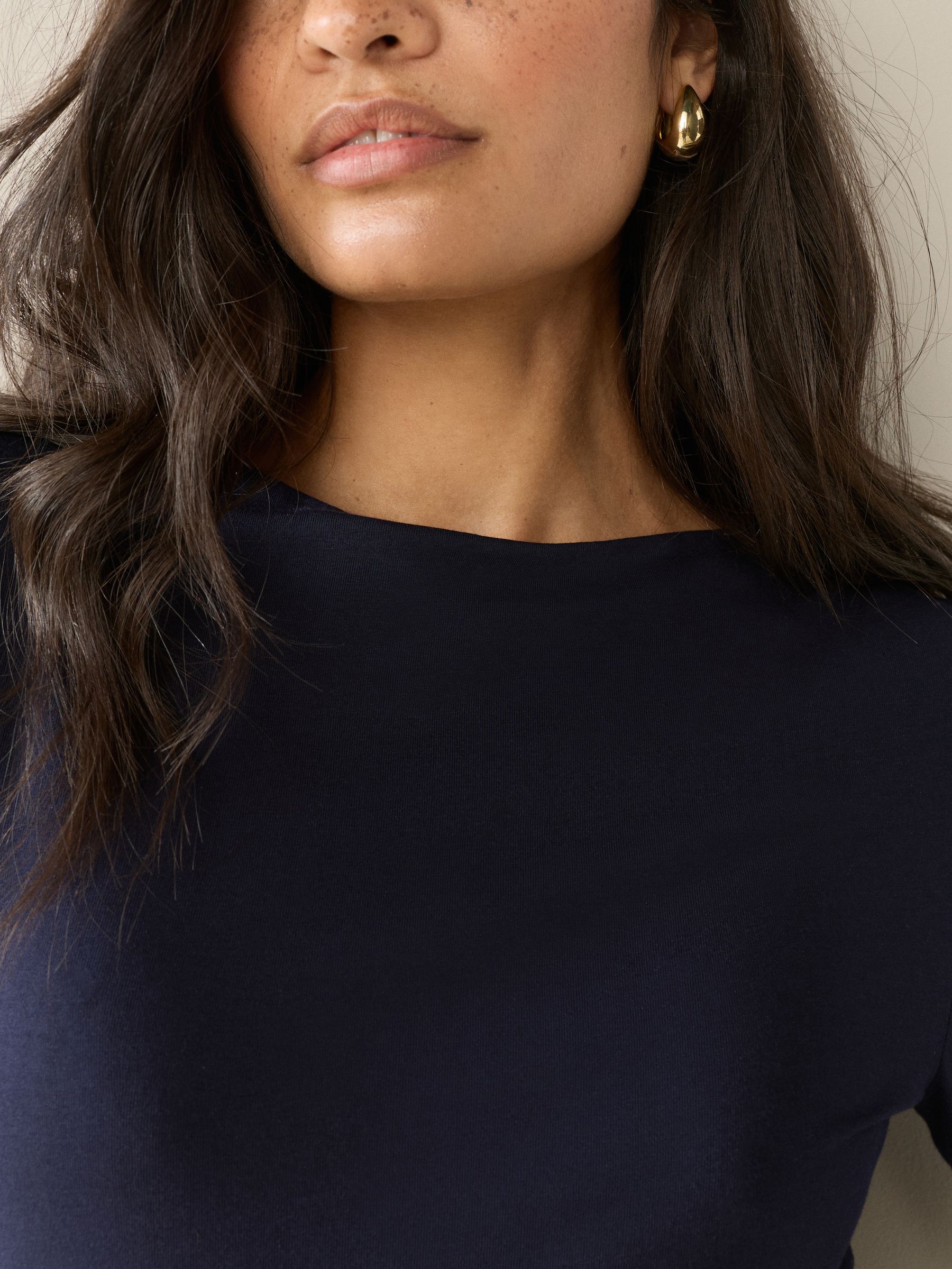 Buy Navy Long Sleeve Boat Neck T-Shirt from Next USA