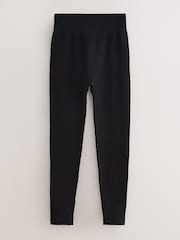 Black Brushed Ribbed Leggings - Image 6 of 8