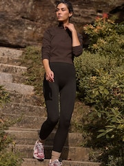 Schokoladenbraun - Brushed Ribbed Leggings - Bild 3 von 8