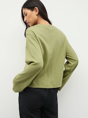 Verde oliva - Interlock Long Sleeve Crew Neck T-Shirt - Imagem 3 de 8