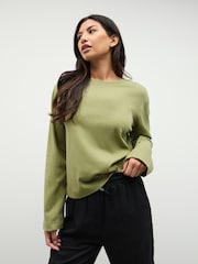 Verde oliva - Interlock Long Sleeve Crew Neck T-Shirt - Imagem 4 de 8
