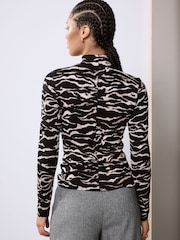 Zebra Ribbed Roll Neck Long Sleeve T-Shirt - Image 4 of 5