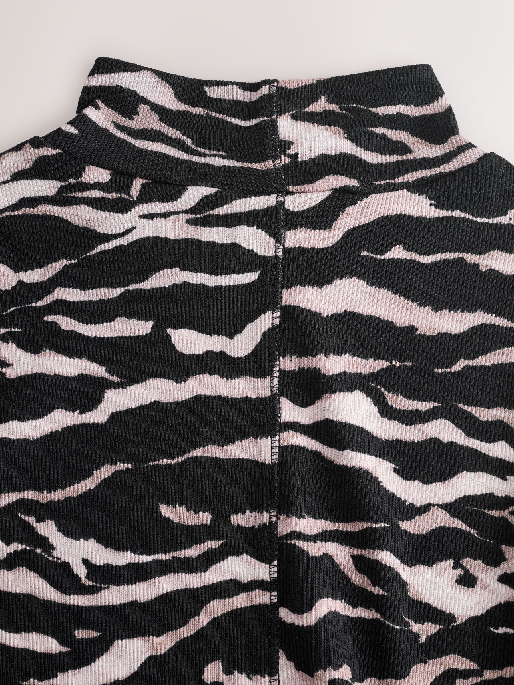 Buy Zebra Ribbed High Neck Long Sleeve T-Shirt from Next USA