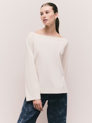 Ecru Long Sleeve Boat Neck T-Shirt - Image 3 of 5