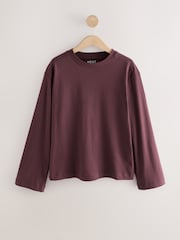 Castanho - Relaxed Long Sleeve Crew Neck T-Shirt - Imagem 1 de 3