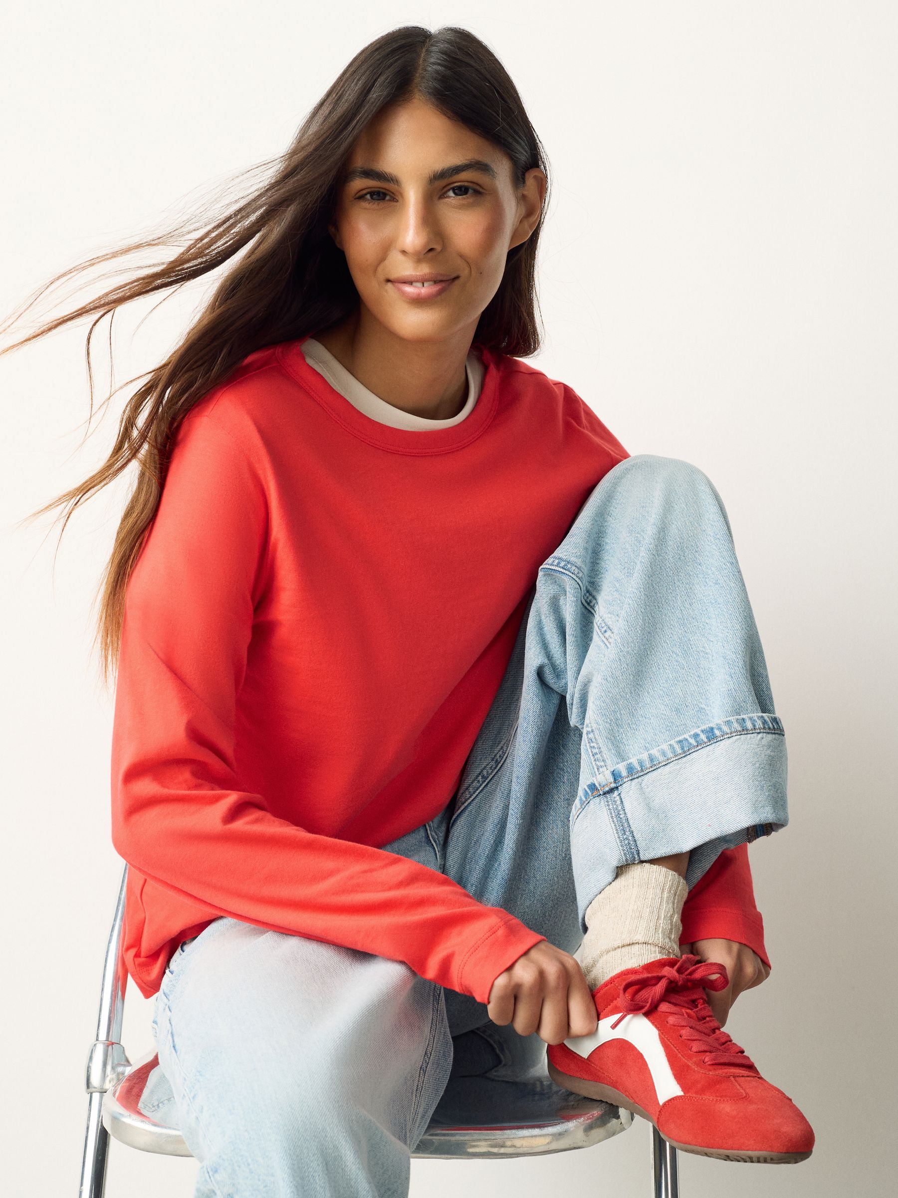 Buy Ecru/Pink/Burgundy/Red/Stripe Long Sleeve T-Shirts 5 Pack from