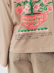 Mocha Brown Graphic Long Sleeve Relaxed T-Shirt - Image 5 of 9