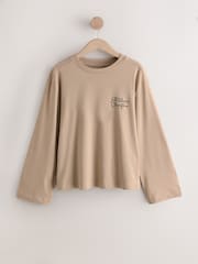 Mocha Brown Graphic Long Sleeve Relaxed T-Shirt - Image 6 of 9