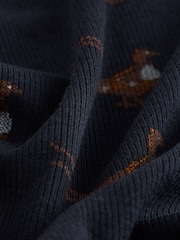 Navy Pheasant Printed High Neck Long Sleeve Top with TENCEL™ Lyocell - Image 2 of 3