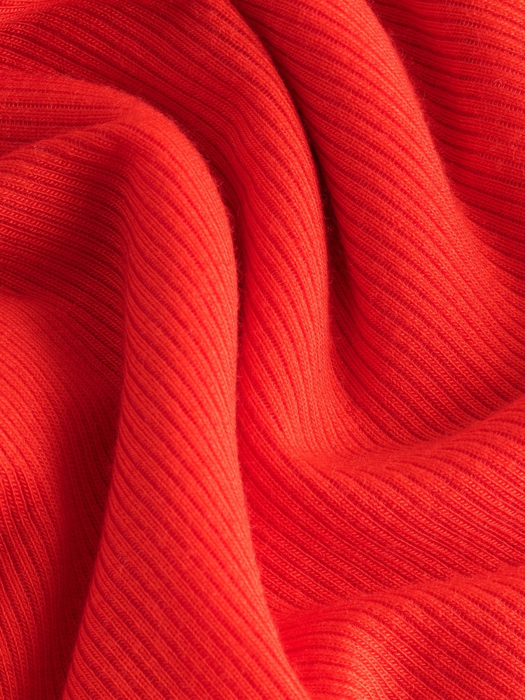 Cherry Red High Neck Long Sleeve Top with TENCEL™ Lyocell - Image 2 of 3