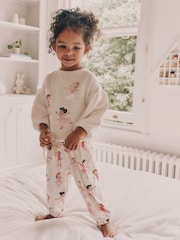 Ecru/Pink Ballerina Cosy Fleece Pyjamas (9mths-10yrs) - Image 1 of 9