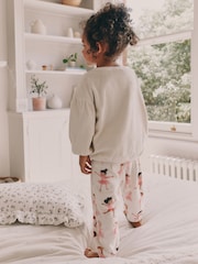 Ecru/Pink Ballerina Cosy Fleece Pyjamas (9mths-10yrs) - Image 3 of 9