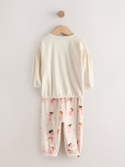 Ecru/Pink Ballerina Cosy Fleece Pyjamas (9mths-10yrs) - Image 7 of 9