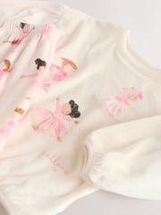 Ecru/Pink Ballerina Cosy Fleece Pyjamas (9mths-10yrs) - Image 9 of 9