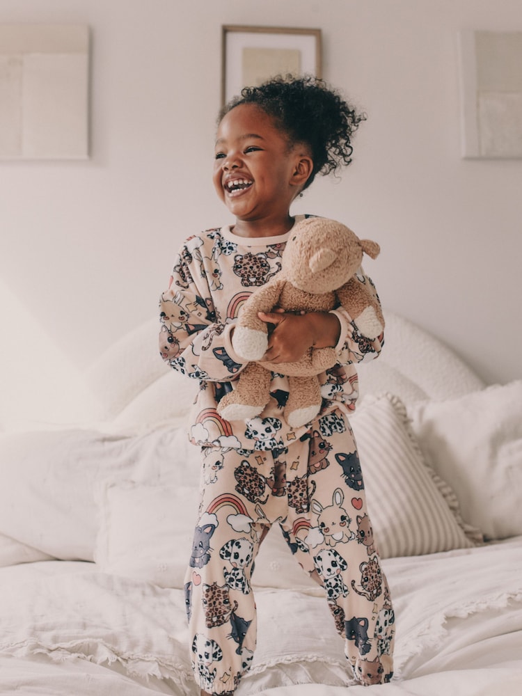 Ecru/Brown Pets Cosy Fleece Pyjamas (9mths-10yrs) - Image 2 of 9