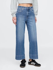 Gap Blue High Waisted Stride Wide Leg Ankle Jeans - Image 1 of 6