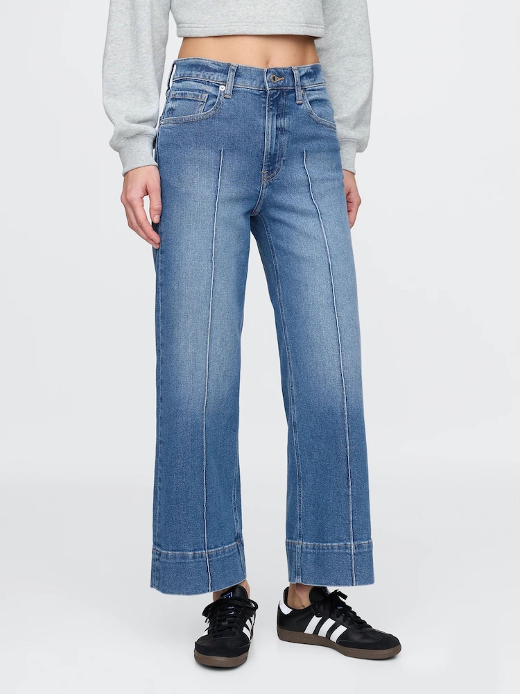 Gap Blue High Waisted Stride Wide Leg Ankle Jeans - Image 1 of 6